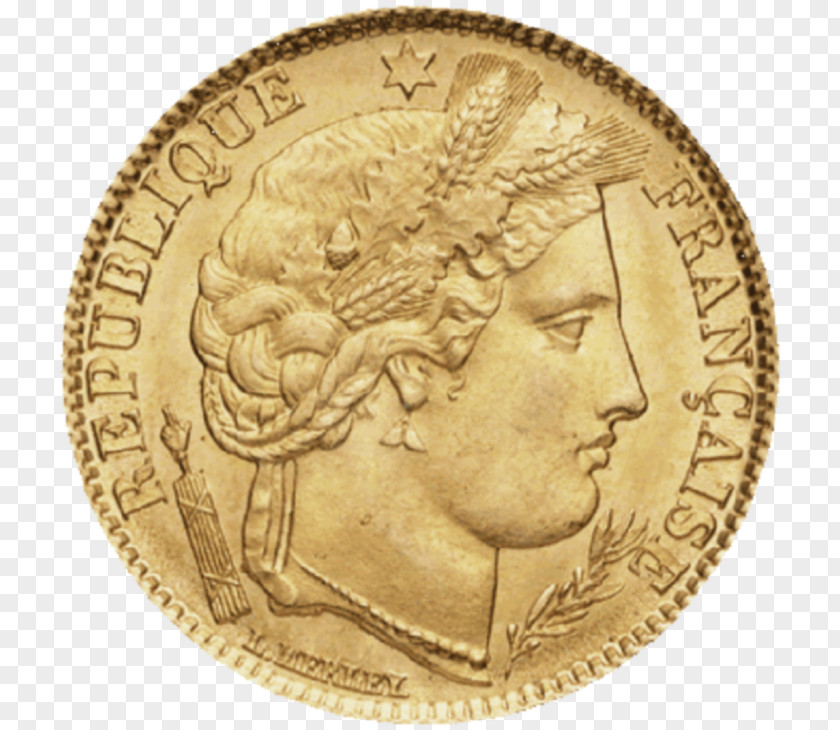 Coin Gold France French Franc PNG
