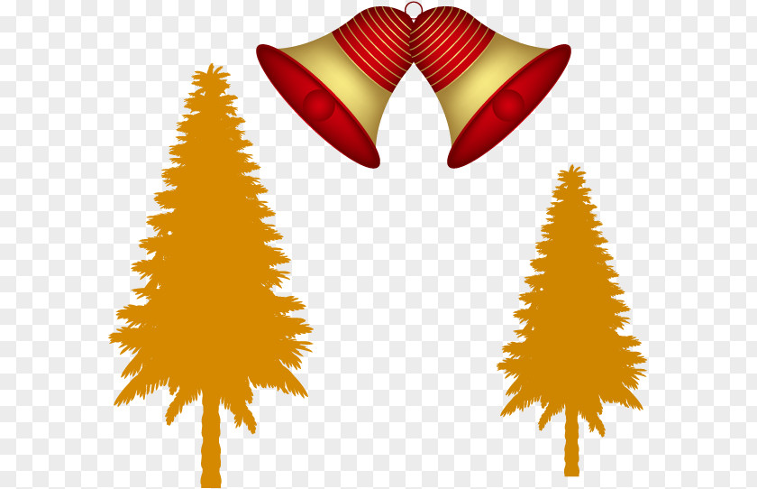 Vector Christmas Tree And Red Bell PNG