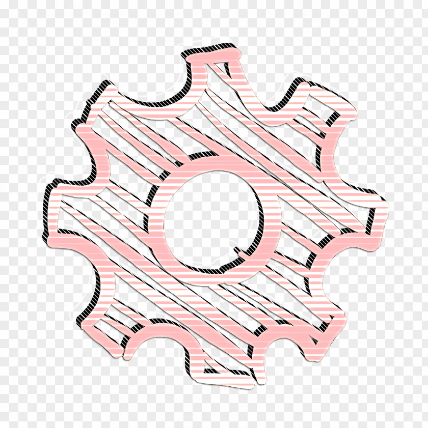 Configuration Gear Sketch Icon Social Media Hand Drawn Interface PNG