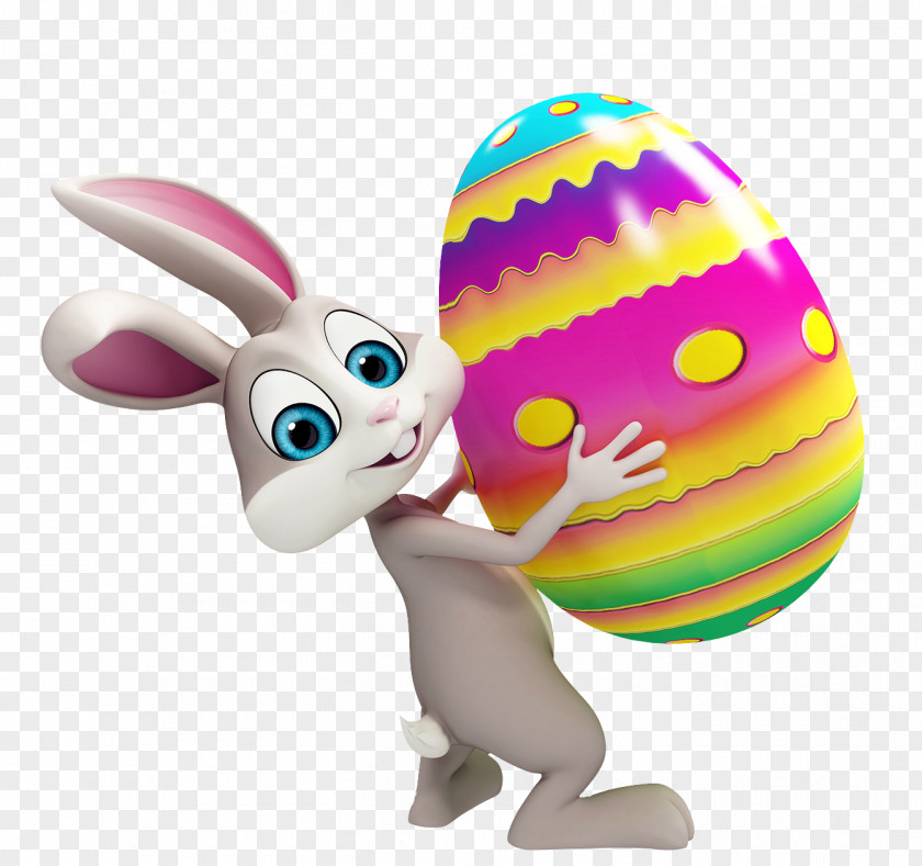 Easter Bunny With Colorful Egg Transparent Clipart Clip Art PNG