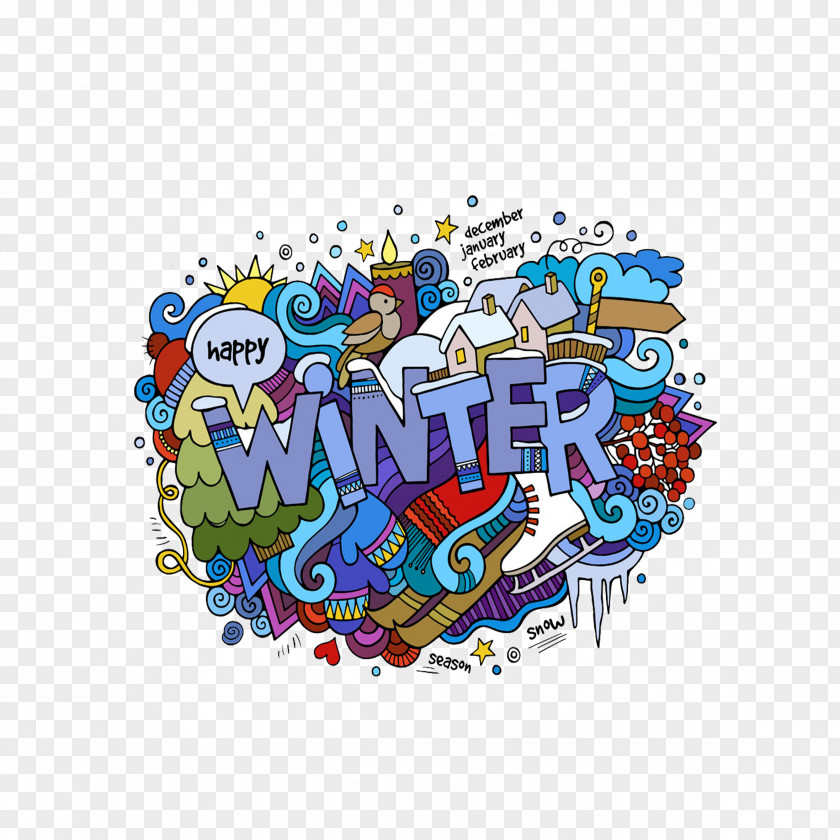 Hand-painted Cartoon Winter Drawing Illustration PNG