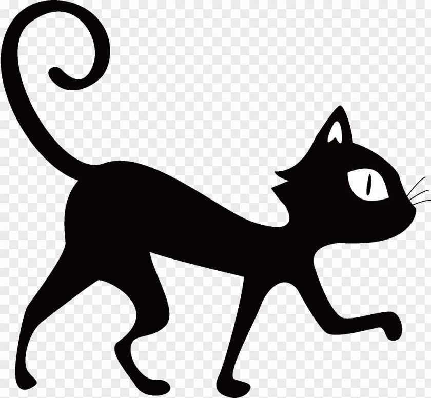 Head Line Art Black Cat Halloween PNG