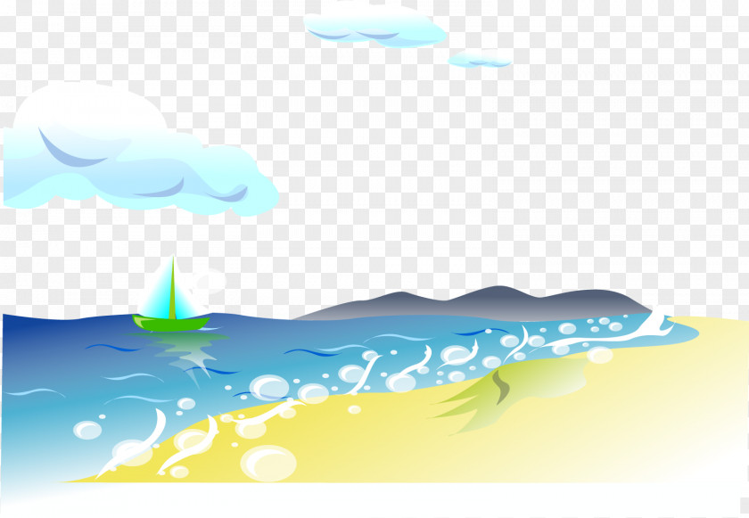 Vector Vacation Beach Waves Euclidean Adobe Illustrator PNG