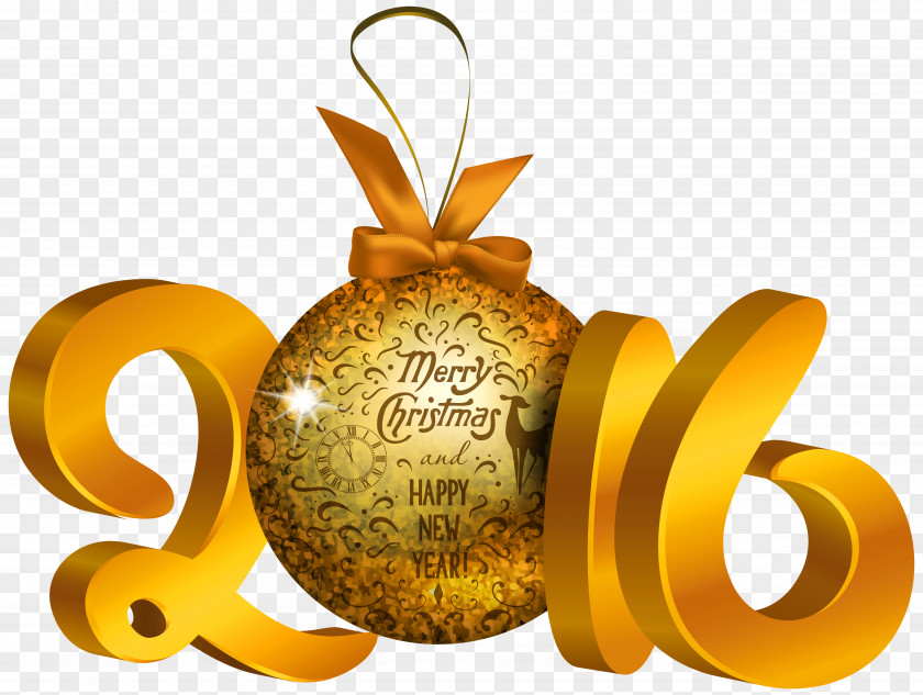 Yellow 2016 Decoration Clipart Image New Year Christmas Ornament Clip Art PNG