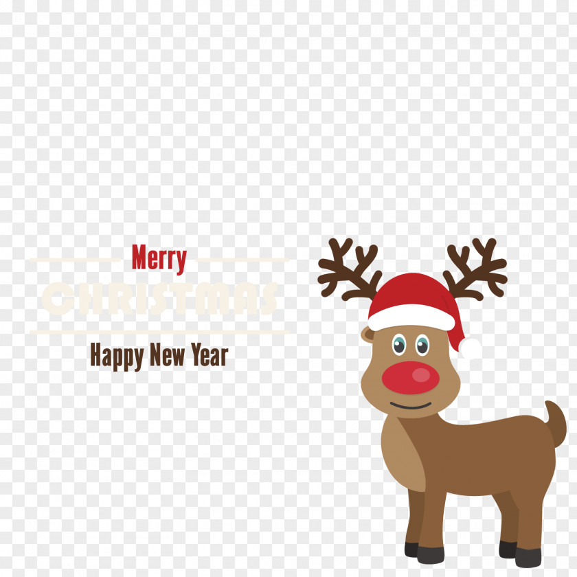 Christmas Rudolph The Red Nose Vector Material Santa Clauss Reindeer Card PNG