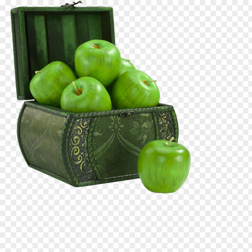 Box With Green Apple Juice Fruit Asian Pear Granny Smith PNG