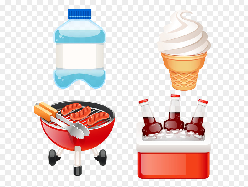 Cartoon Cold Drink Barbecue Grill Food Picnic PNG