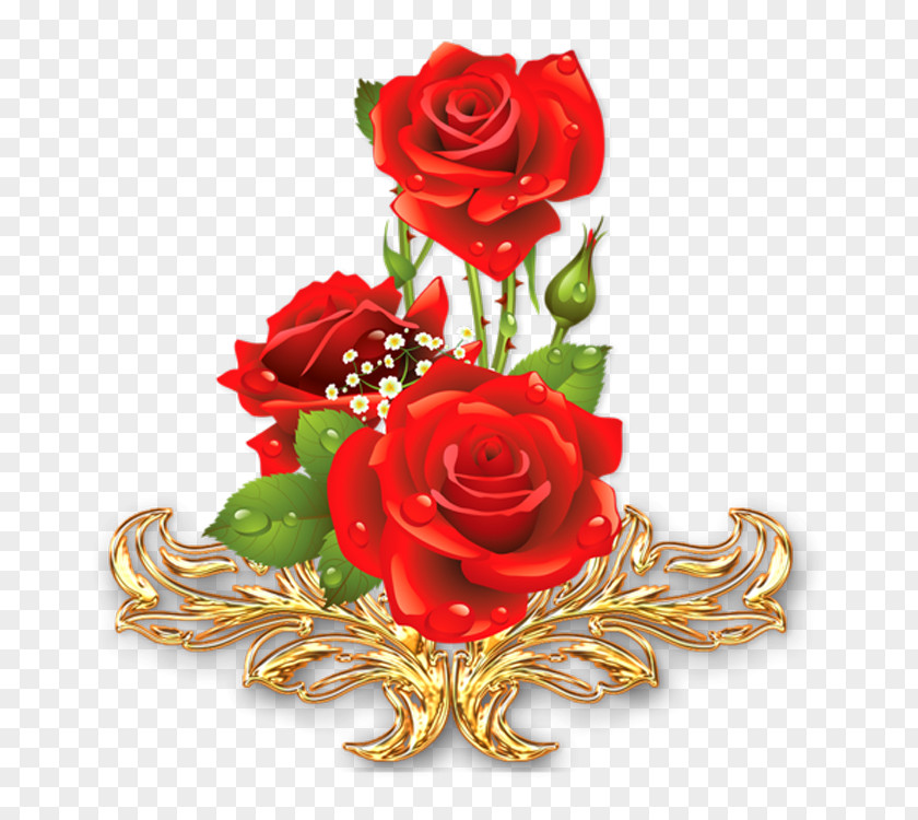 Rose Gold Foliage Flower Clip Art PNG
