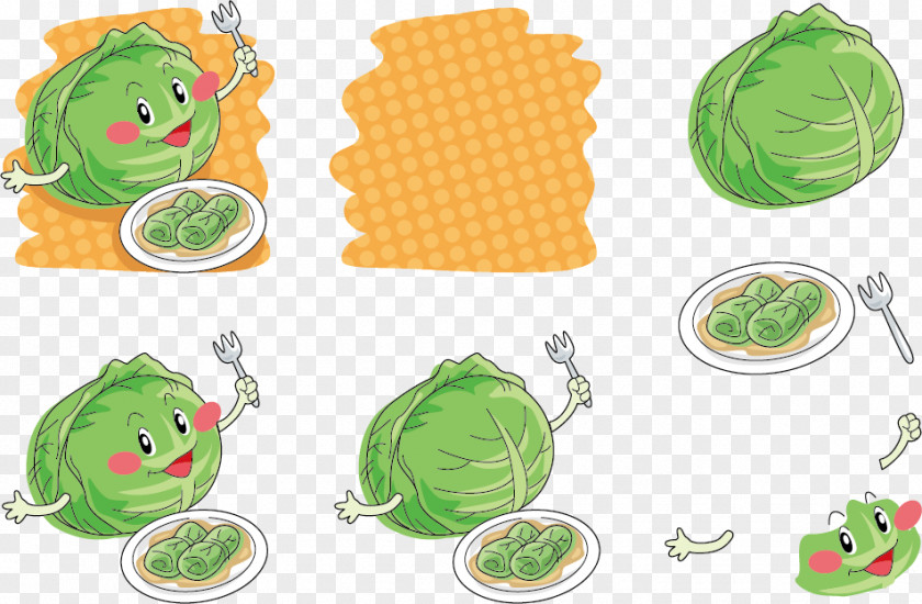 Expression Vector With Pitchforks Cabbage Vegetable Illustration PNG
