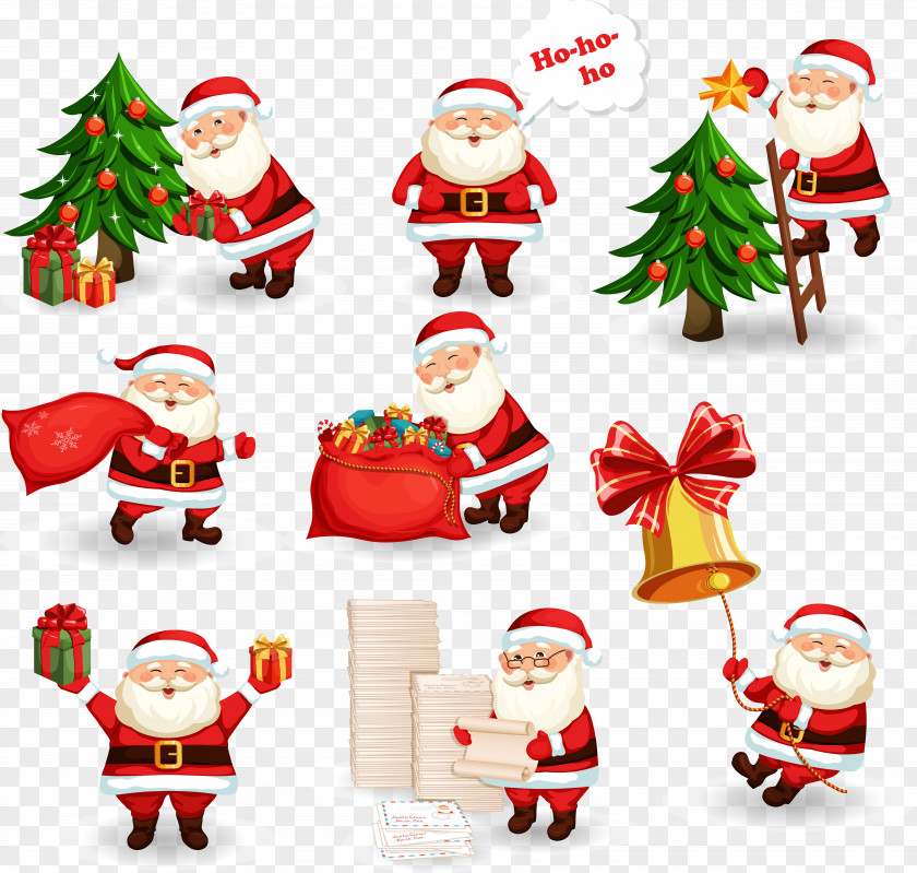 Vector Santa Claus Christmas Gift Illustration PNG