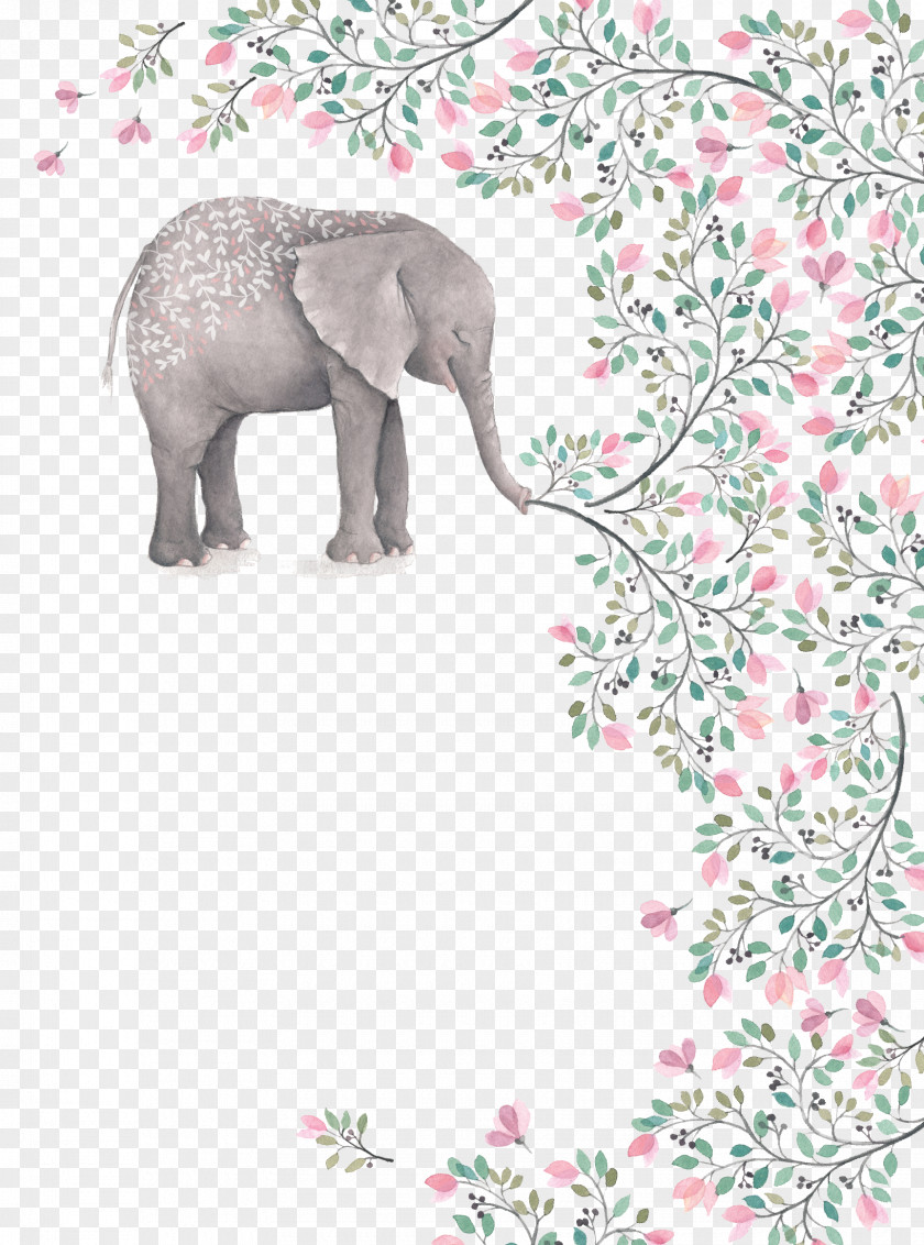 Painted Elephant Watercolor Painting Art Clip PNG