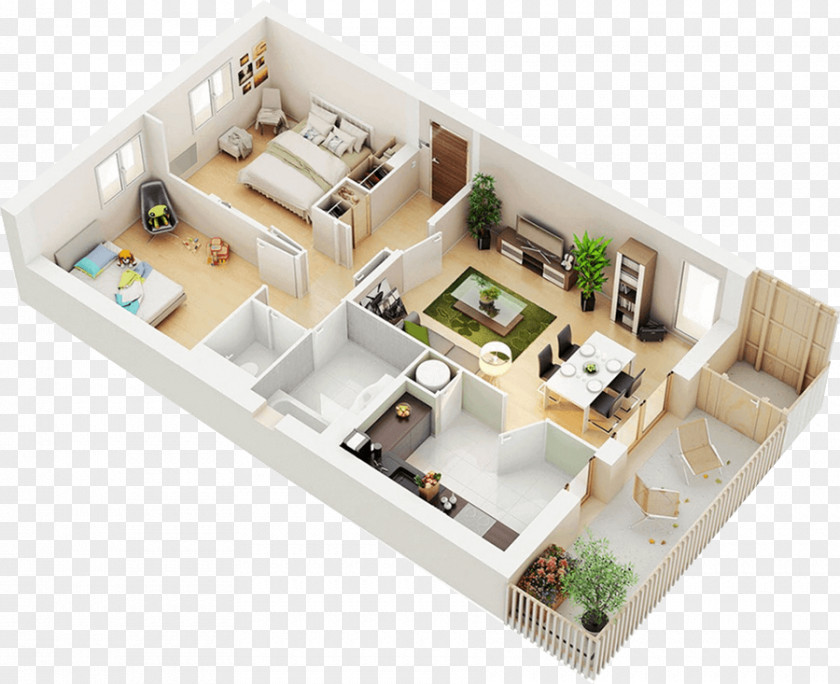 Apartment 3D Floor Plan House Architecture PNG