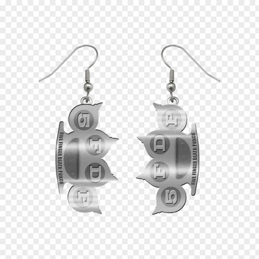 Brass Knuckles Earring Silver PNG
