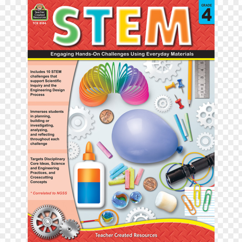 Book Cover Material STEM: Engaging Hands-On Challenges Using Everyday Materials Science, Technology, Engineering, And Mathematics Activities PNG