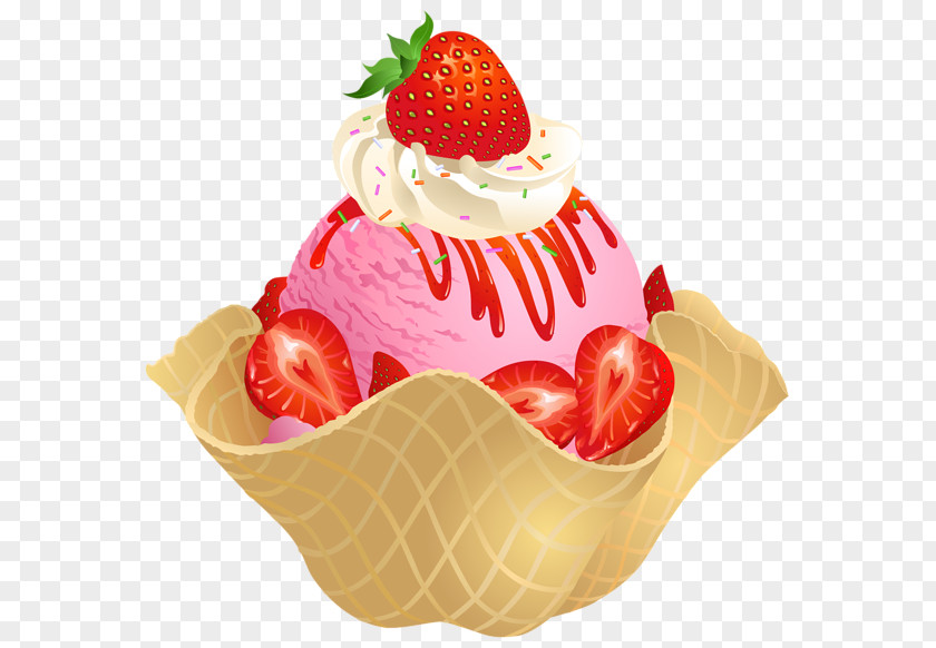 Delicious Cakes Strawberry Ice Cream Cone Waffle PNG