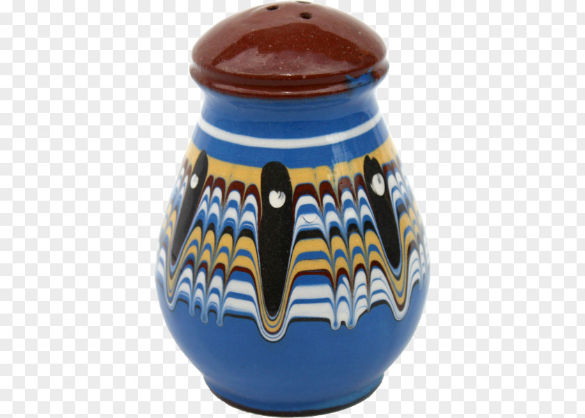 Salt And Pepper Pottery Shakers Ceramic Cobalt Blue PNG