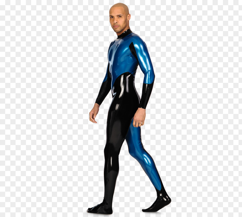 Latex Catsuit Male Wetsuit Dry Suit Cobalt Blue Spandex PNG