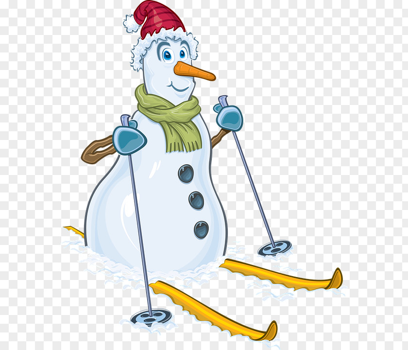 Skiing Snowman Alpine Christmas PNG