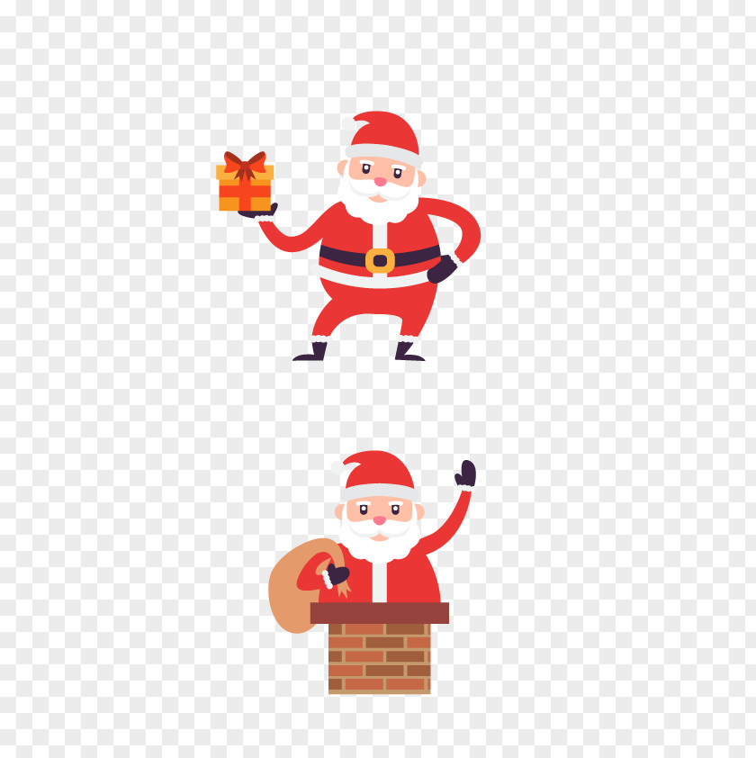 Vector Festive Red Santa Claus Christmas Ornament Tree Clip Art PNG