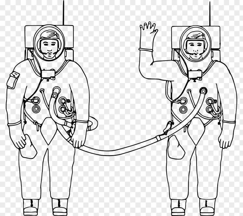 Astronaut Danger In Deep Space Line Art Clip PNG