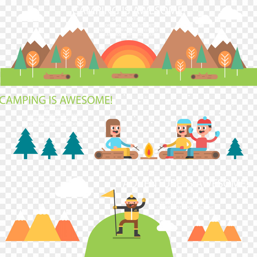 Creative Camping Banner Vector Material PNG