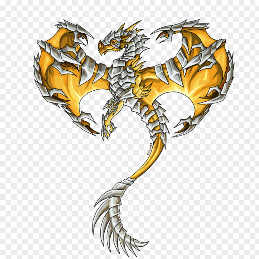 Dragon Metallic Gold Symbol PNG