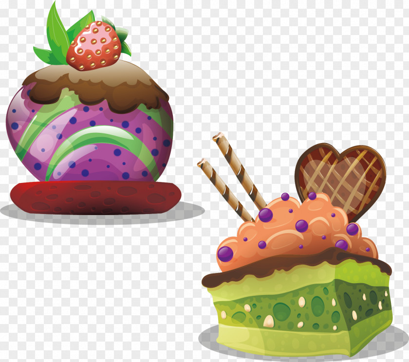 Ice Cream-painted Cream Cake Matcha Icing Muffin PNG