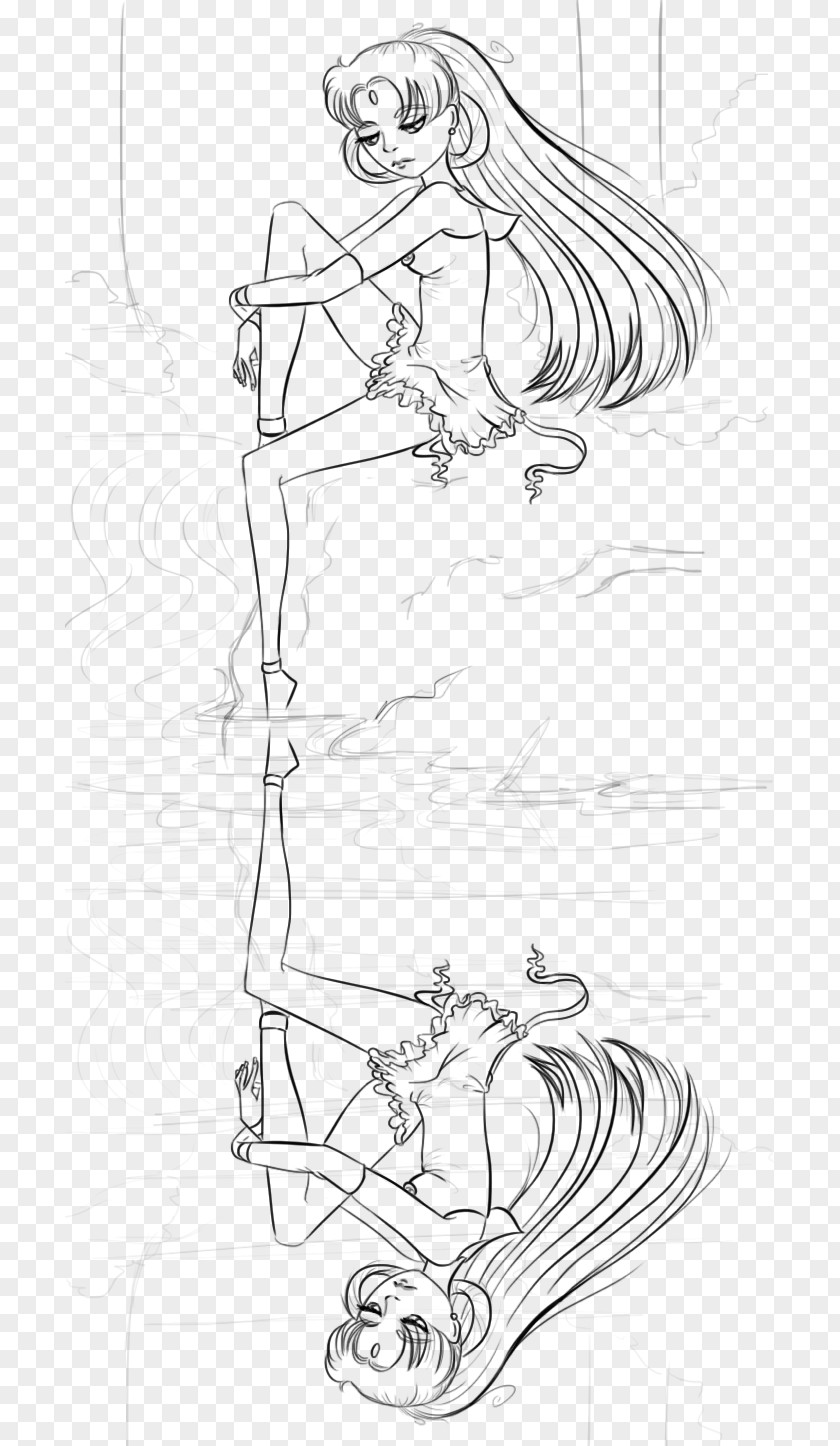 Moon Reflection Drawing Cartoon Line Art Sketch PNG