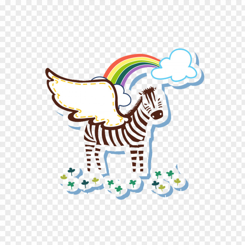 Cartoon Pegasus Zebra Illustration PNG