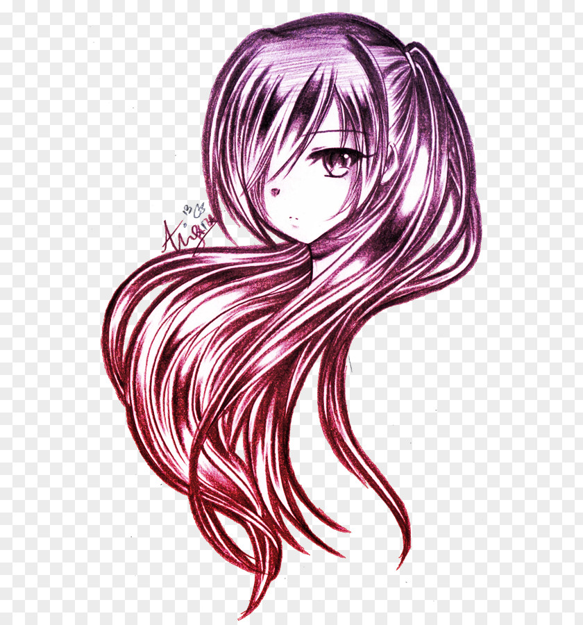 Mingita Long Hair Art Drawing PNG