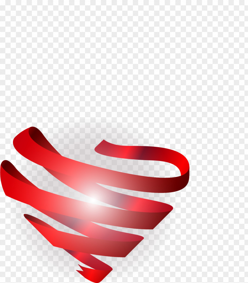 Vector Painted Red Ribbon Love PNG
