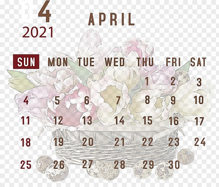 April 2021 Printable Calendar PNG