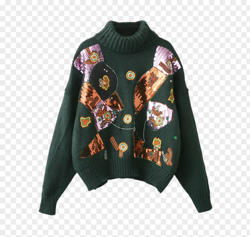 Blackish Green Sleeve Outerwear Sweater PNG