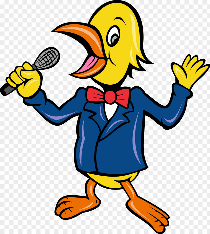 Singing Ducks Microphone Cartoon Illustration PNG
