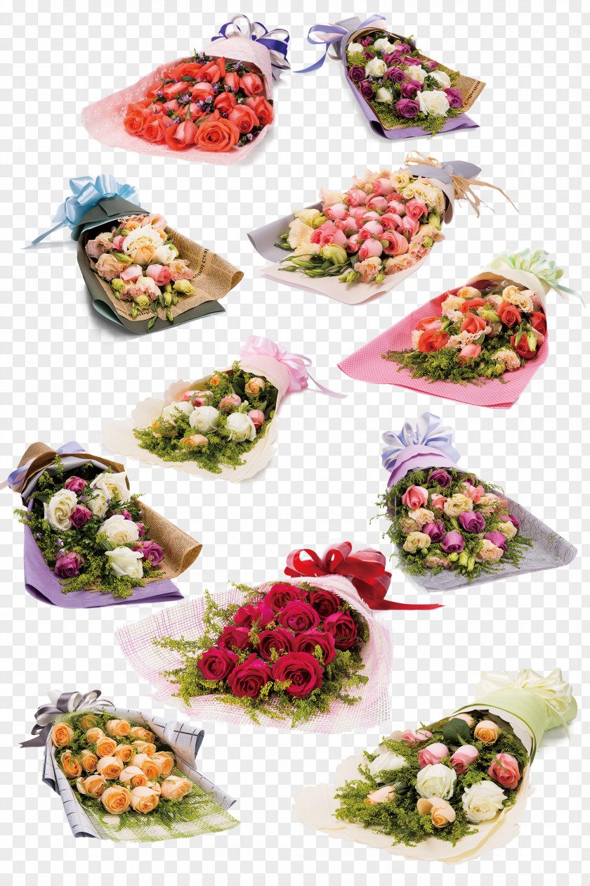 Bouquet Of Fresh Roses Vector Material Flower Nosegay PNG