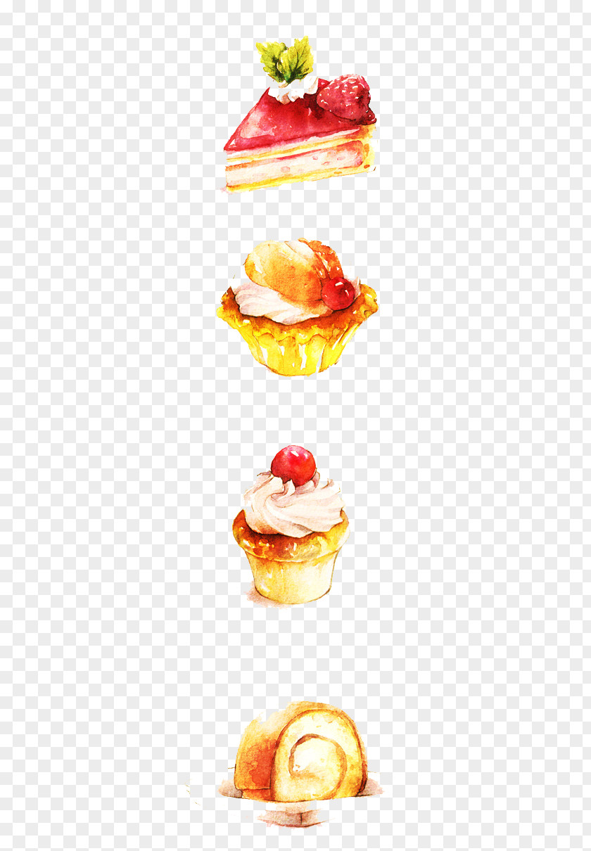 Hand-painted Cartoon Strawberry Cake Tart Watercolor Painting Drawing Illustration PNG