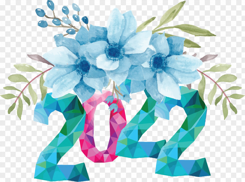 2022 Flower Text Effect Background PNG