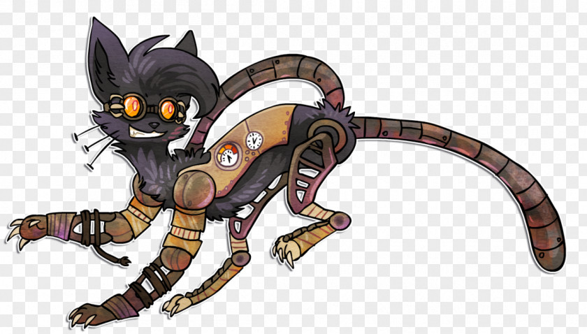 Cyber Punk Cat Steampunk Robot Felidae Science Fiction PNG