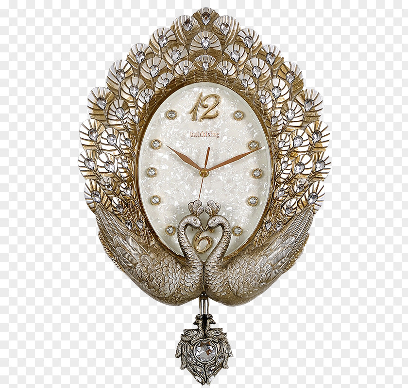 Peacock Art Clock Pendulum Wall Living Room Bedroom PNG