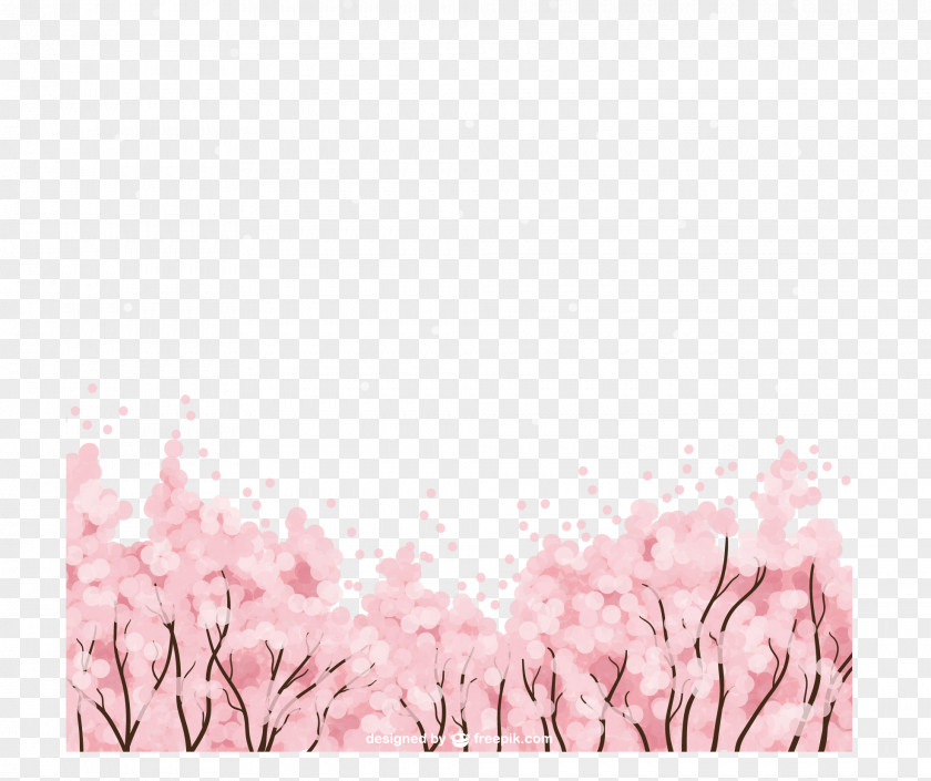 Cherry Tree Shading Blossom Microsoft PowerPoint Template PNG