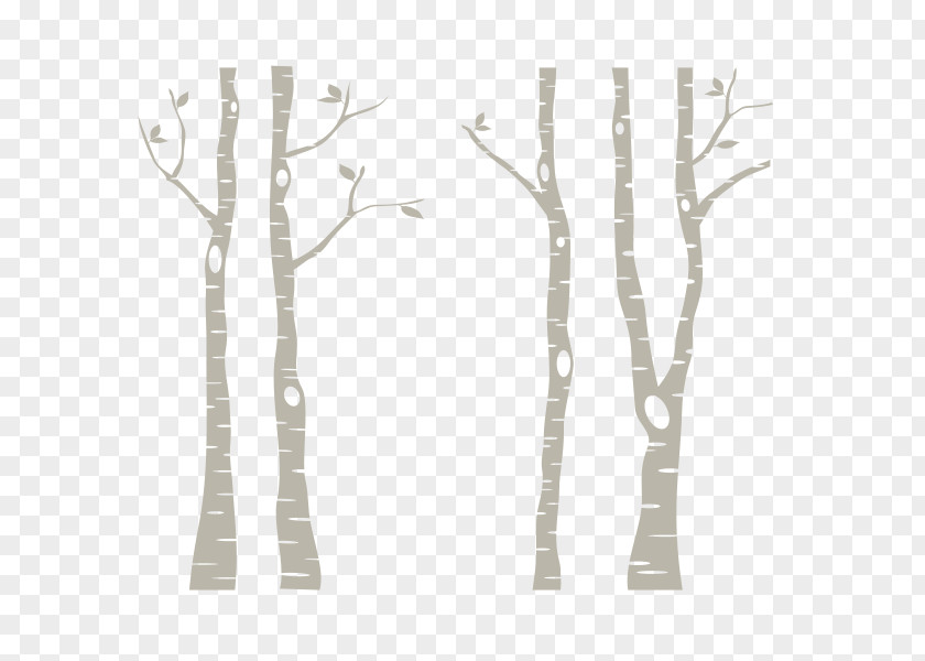 Birch Tree Paper Wall Decal Silver Sticker PNG