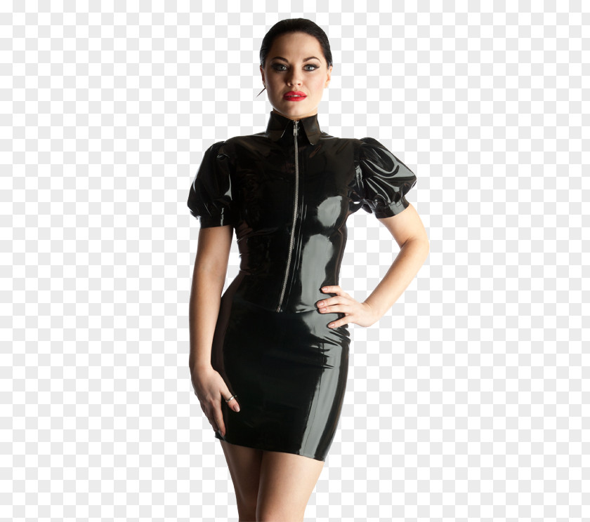 Dress Little Black Latex Neckline Fashion PNG