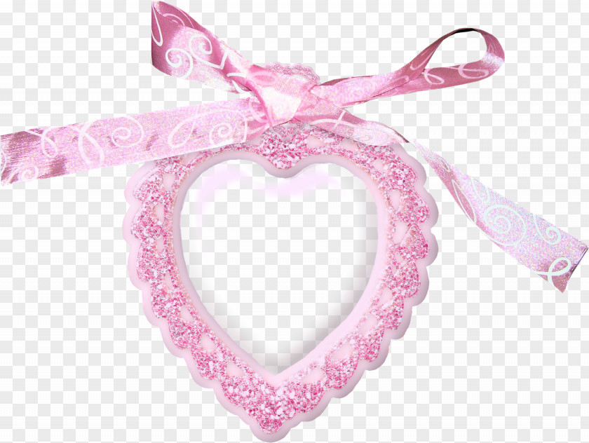 Pink Ribbon Heart Frame Shoelace Knot Download PNG