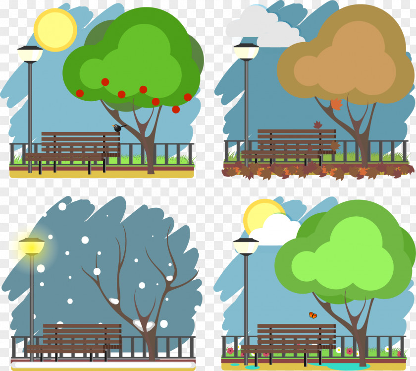 Vector Different Weather Park Views Project Management Manager Resource Arras People PNG