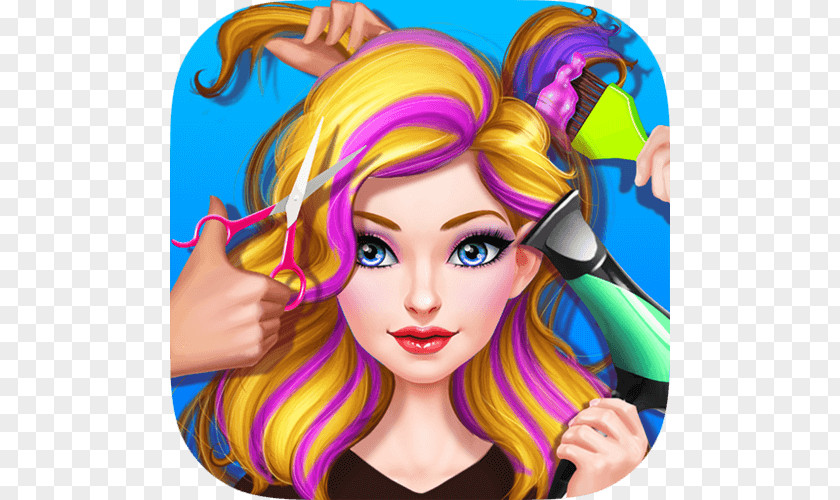Android Hair Stylist Fashion Salon ❤ Rainbow Unicorn Makeover Beauty Parlour Application Package PNG