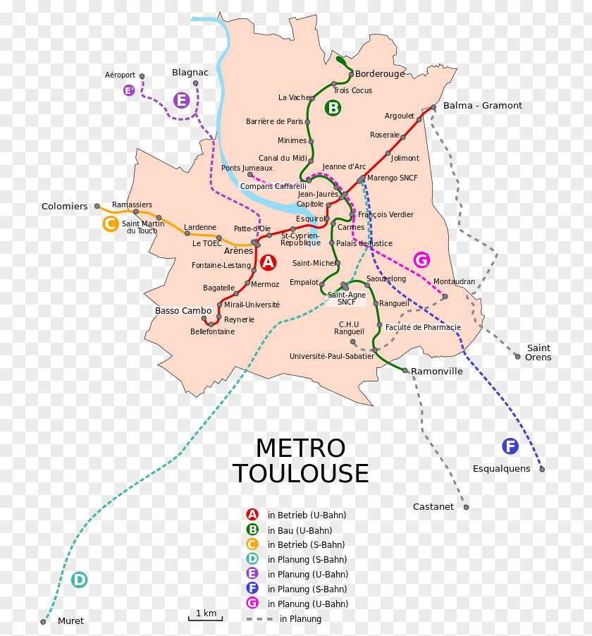 Map Rapid Transit Line Toulouse Metro PNG