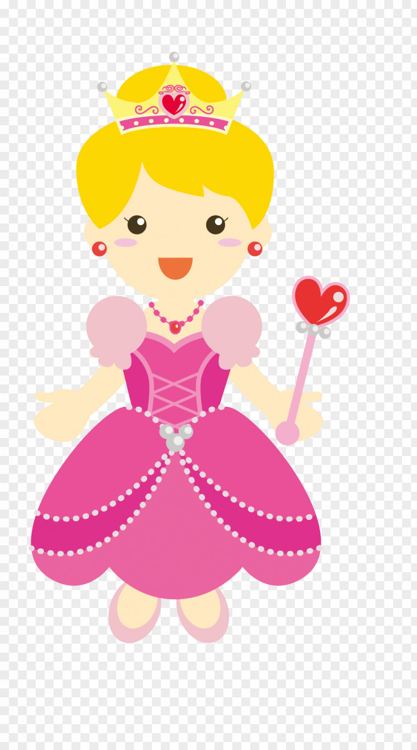 Vector Cute Crowned Princess France Drawing Illustration PNG