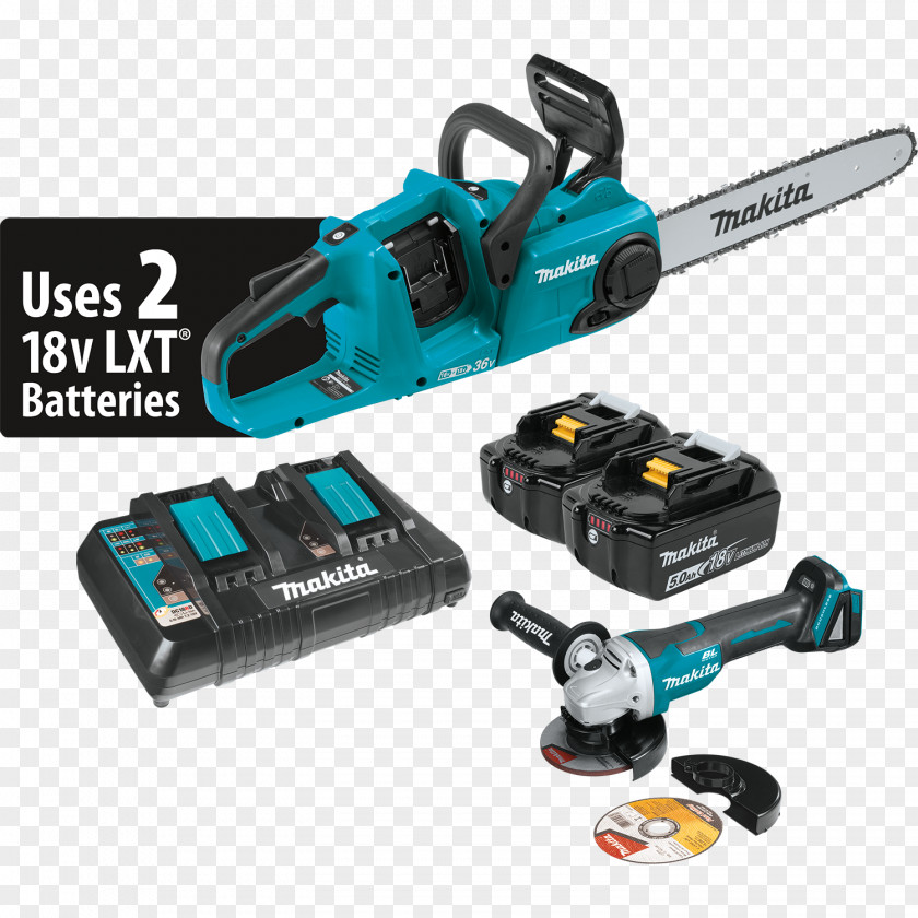 Cordless Chain Saws Makita 18V X2 LXT Brushless Cut-Off/Angle Grinder Kit XAG Chainsaw PNG