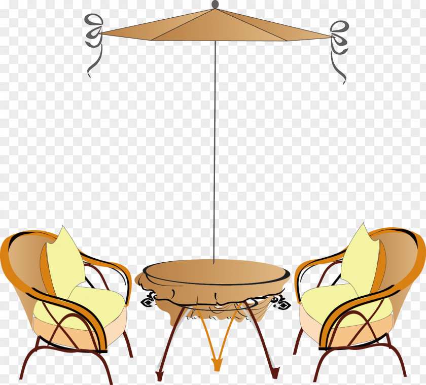 Open Seat Umbrella Coffee Cafe Table Chair PNG
