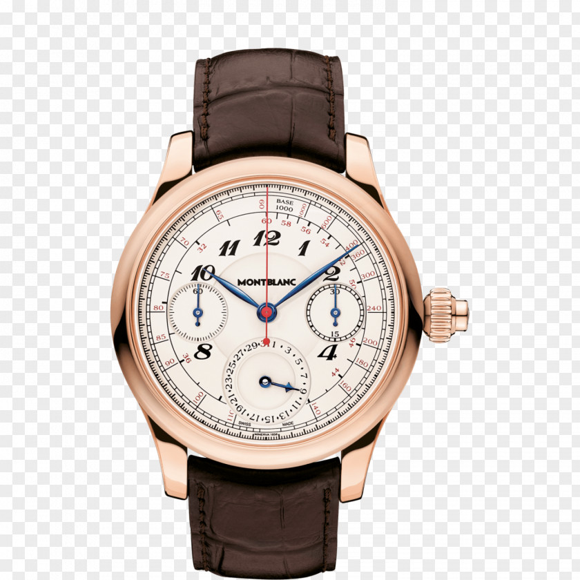 Montblanc Watch Gold Coffee Color Male Villeret Chronograph Movement PNG